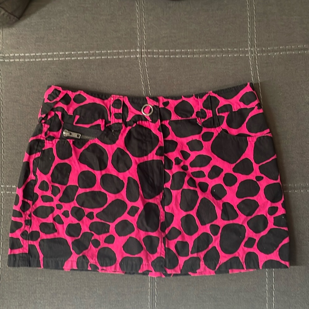 Pink and Black Animal Print Skirt